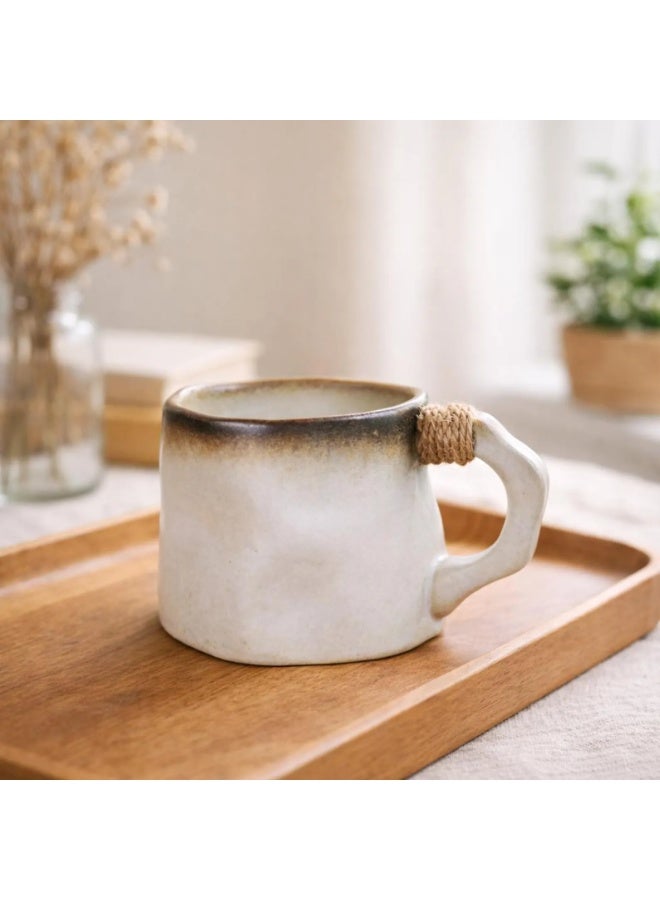 Clink Handcrafted Ceramic Coffee Mug Japanese Style Mug with Rope Handle, Rustic Minimalist Coffee Cup, Artisan Mug, Coffee Lover Gift - Image 4